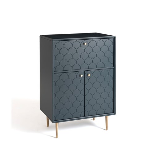 Luxore pine bar cabinet prussian blue La Redoute Interieurs La Redoute