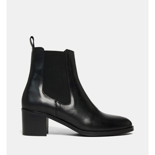 Bottines chelsea a talons temma en cuir velours ou lisse noir Galeries Lafayette La Redoute