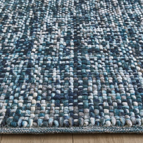 Tapis En Laine Naturelle Tissé à La Main Style Tribal Indien - 60x90cm (2x3ft) Bleu - Épaisseur 10mm