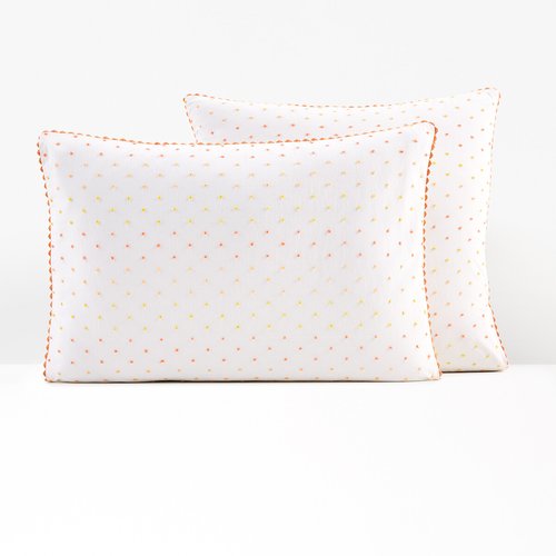 Tutti plumetis spotted 100 washed cotton pillowcase multi coloured La Redoute Interieurs La Redoute