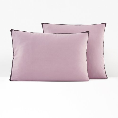 Bolzano purple ribbon trim 100 cotton percale 200 thread count pillowcase light purple La Redoute Interieurs La Redoute