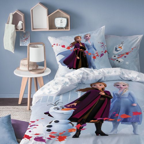 Parure de lit imprimee 100 coton frozen trio bleu La Reine Des Neiges La Redoute