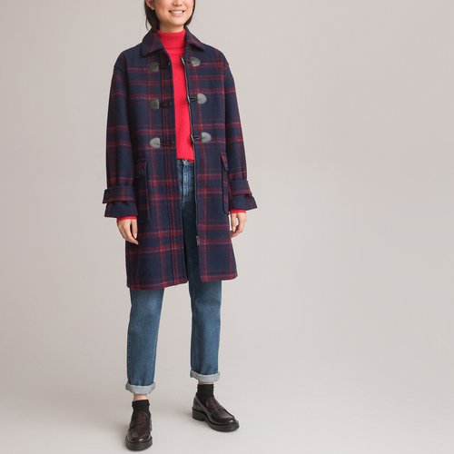 Checked duffle coat navy checks La Redoute Collections La Redoute