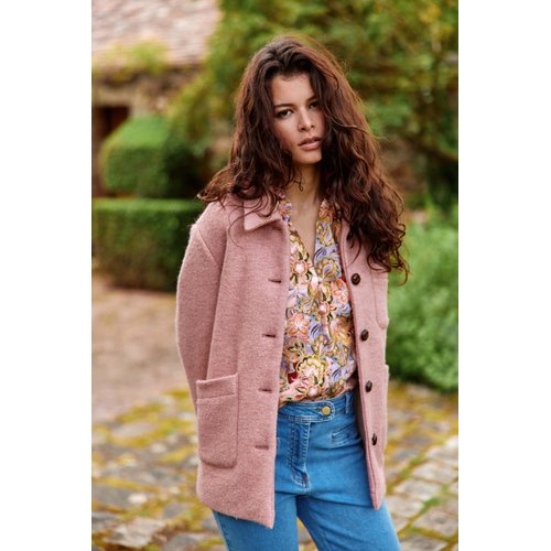Manteau col chemise uni nita vieux rose La Petite Etoile La Redoute