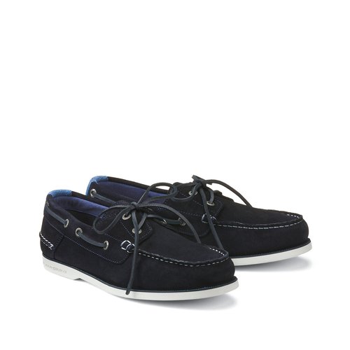 Suede boat shoes navy Tommy Hilfiger La Redoute