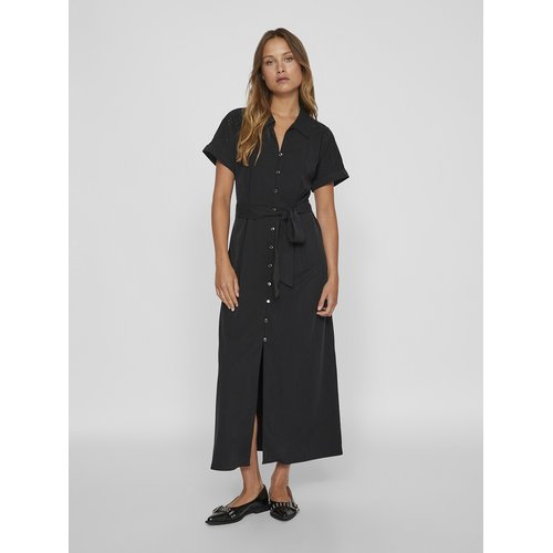 Robe chemise longue a nouer noir Vila La Redoute
