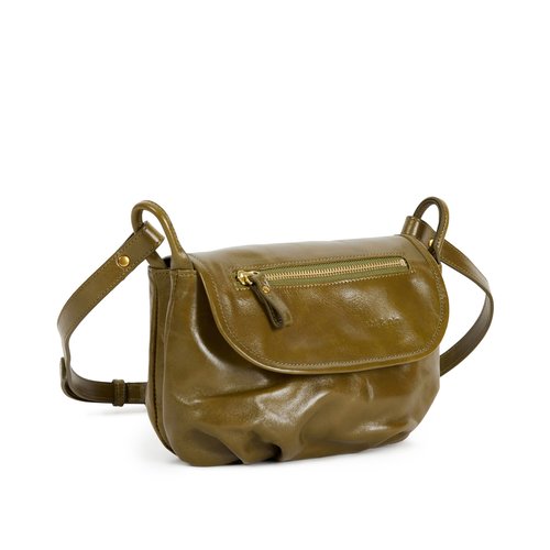 Sac a bandouliere en cuir lisse jenny kaki Nat Nin La Redoute