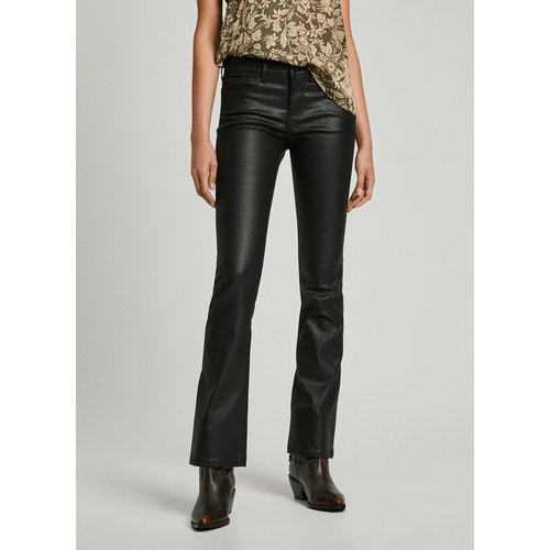 Slim fit bootcut trousers with hipster waist coated black Pepe Jeans La Redoute