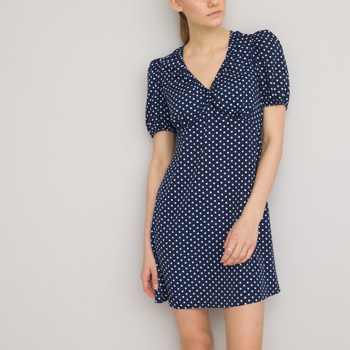 Robe courte col v imprime pois imprime pois La Redoute Collections La Redoute