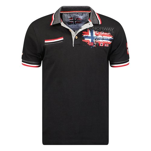 Bedrukte polo met korte mouwen krusty zwart Geographical Norway La Redoute