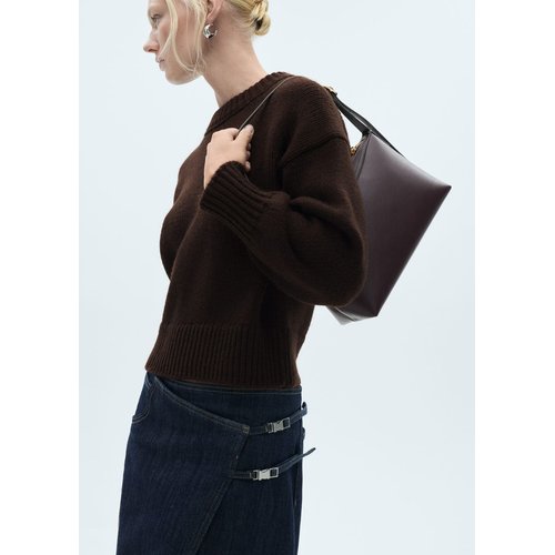 Pull over maille col rond marron Mango La Redoute