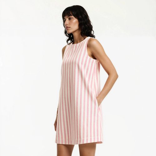 Robe courte sans manches rayée rayé rose ivoire La Redoute Collections | La Redoute