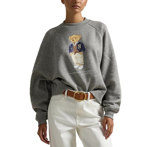 Sweat oversize col rond manches long ourson gris Polo Ralph Lauren La Redoute