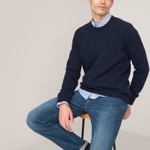 Lambswool crew neck jumper sweater made in europe La Redoute Collections La Redoute