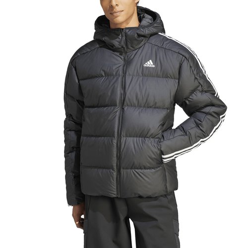 Essentials mid weight padded jacket with logo print and hood black Adidas Performance La Redoute