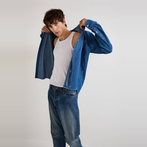 Chemise jean col mao online