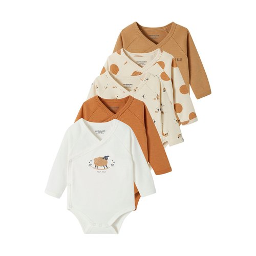 Lot de 5 bodies ouverture naissance en coton biologique taupe Vertbaudet La Redoute