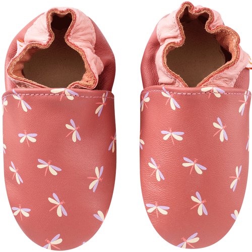 Chaussons cuir bebe anna les libellules rose Tichoups La Redoute