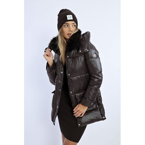 Doudoune a fourrure noir top