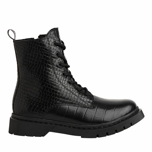 Lace up ankle boots in leather black Tamaris La Redoute