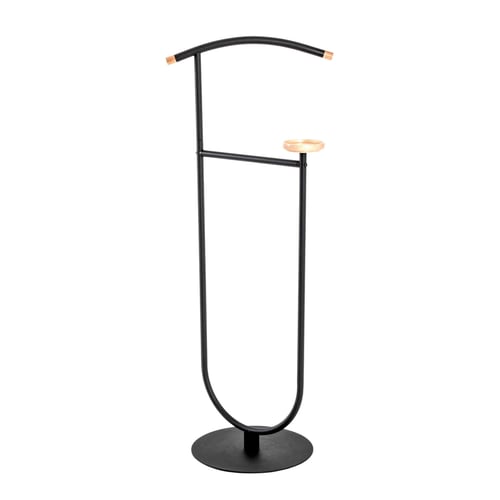 Valet De Nuit Hêtre Nature Vernis - Porte-Manteau Avec Rangement Bijoux Et Cintre Pantalon