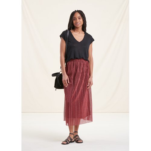 Jupe midi en voile irise rouge La Fee Maraboutee La Redoute