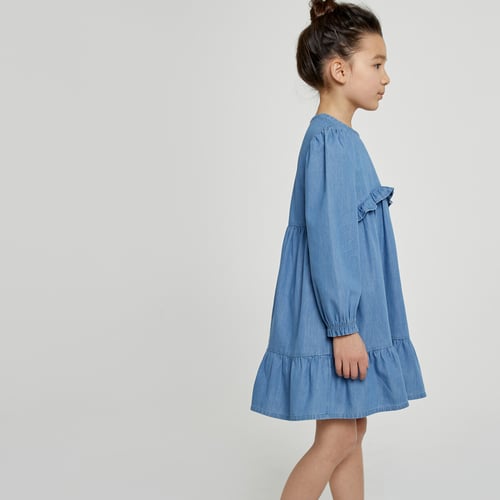 Robe Jean Fille Gymboree - Taille 7 - Coton Bleu Denim - Manches Courtes Volants - Très Bon état