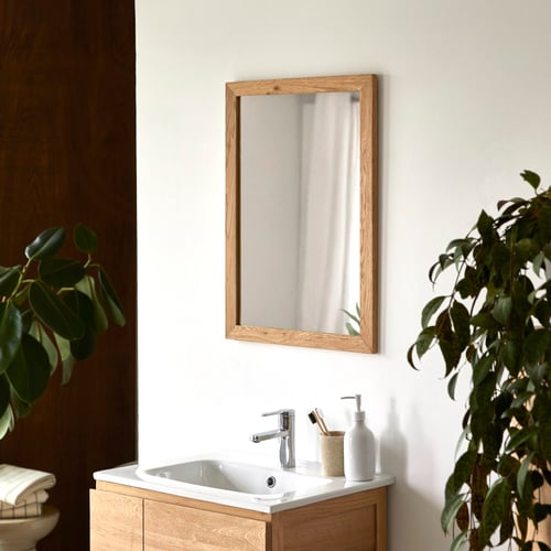 PrimeLuxe Miroir Mural 19x28 Cm Chêne Rustique - Miroir Salle De Bain Et Couloir Avec Cadre Bois, Fabriqué En Allemagne