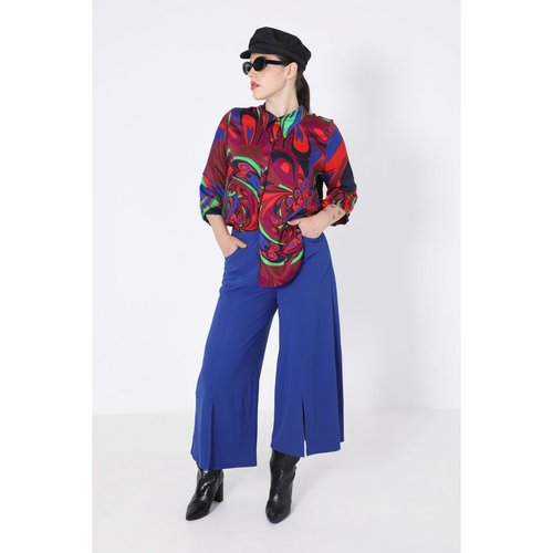 Pantalon 7 8 uni avec fente au bas bleu royal Jean Marc Philippe La Redoute