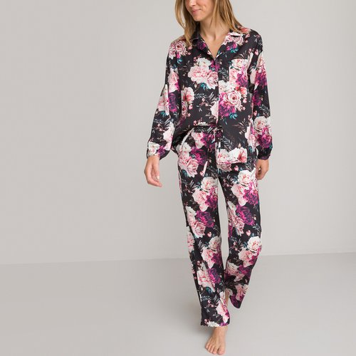Pyjama en satin imprime fleurs imprime La Redoute Collections La Redoute