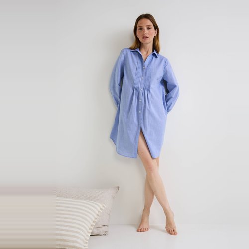 Chemise de nuit manches longues imprimee en coton bio celeste Monoprix Lingerie La Redoute
