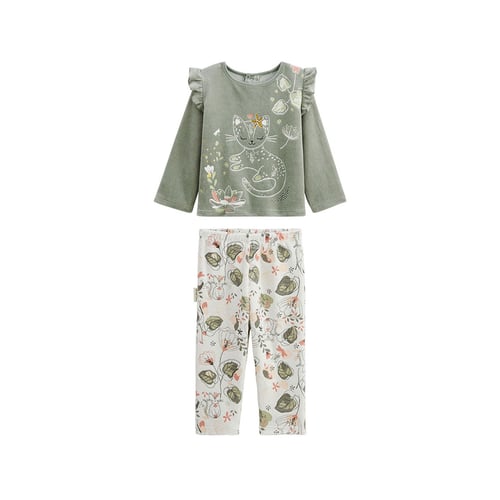 Pyjama Bébé En Velours Matcha – Grenouillère Douce Avec Tête De Chat, Pieds Antidérapants (taille 12 Mois+)