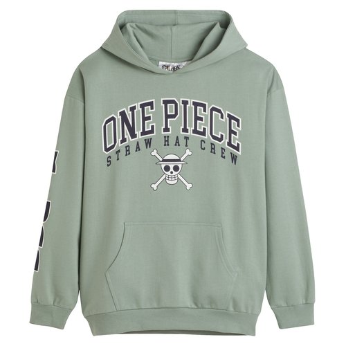 Cotton hoodie grey green One Piece La Redoute