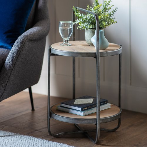 Round industrial side table discount
