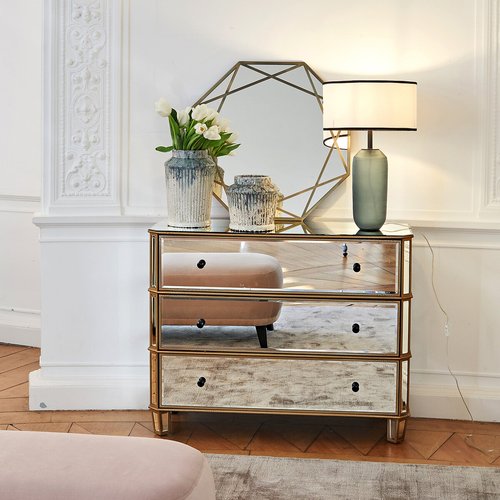 slim fit dress slacks Benzara Loy Tall Dresser Chest, 4 Drawers Champagne Gold Metallic, Mirror  Trim -|BM336215 Benzara.com main image 1