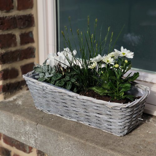 Jardinière En Osier Naturel Et Bois Avec Doublure 40 Cm | AubryGaspard