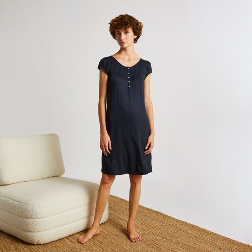 Chemise de nuit manches courtes ecovero new marine Monoprix Lingerie La Redoute