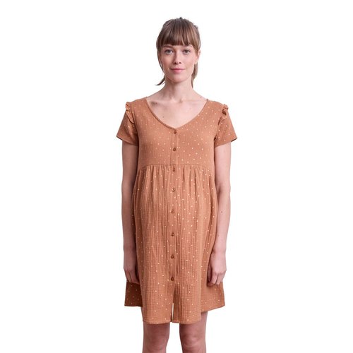Robe de grossesse et d allaitement gaze de coton caramel Vertbaudet La Redoute