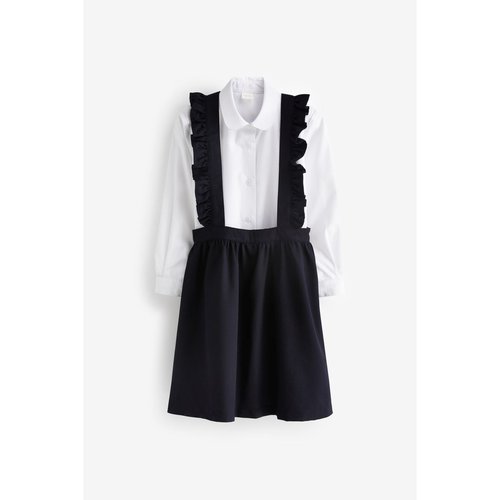 Chemise manches longues et robe chasuble bleu marine blanc Next La Redoute