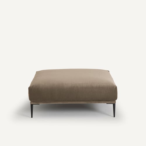 BRIAN & DANY Repose-Pieds Ottoman Petit Velours Vert - Cadre Bois Massif, Charge 110kg