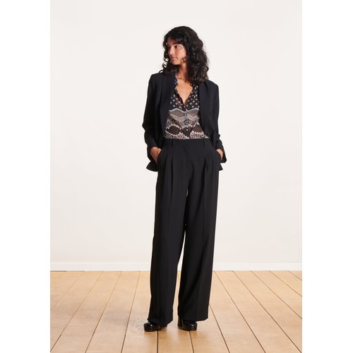 Pantalon large taille haute noir cheap
