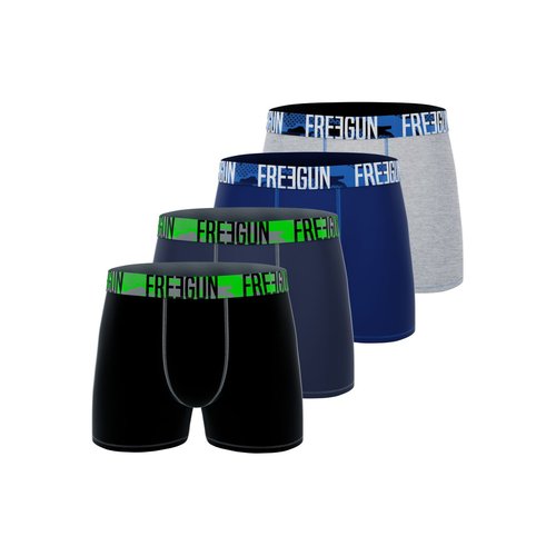 Boxers coton lot de 4 bleu gris blanc bleu marine vert Freegun La Redoute