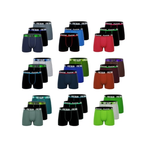 Pack Surprise Boxer Homme FREEGUN - Lot De 5 - Coton Ultra-doux - Taille S à XXL - Modèles Aléatoires