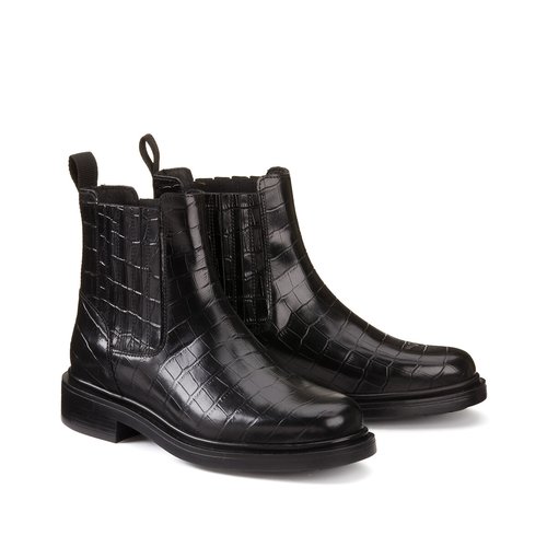 Boots en cuir croco La Redoute Collections La Redoute
