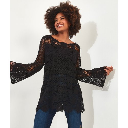 Cotton crochet jumper black Joe Browns La Redoute