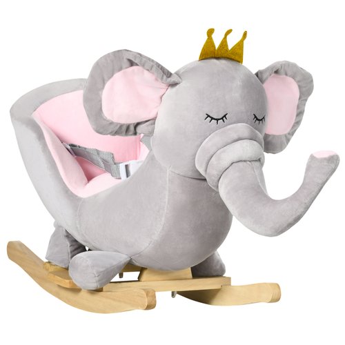 Jouet a bascule elephant enfant 18 mois effet sonore siege ceinture gris gris Homcom La Redoute