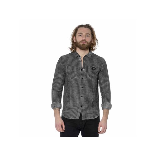 Chemise manches longues en lin avec rayures gris Von Dutch La Redoute
