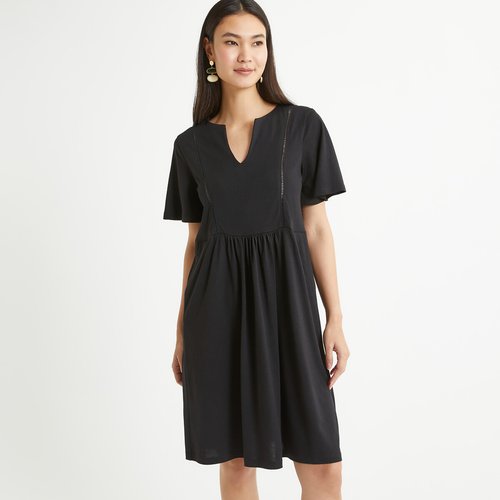 Robe droite en maille manches courtes noir Anne Weyburn La Redoute