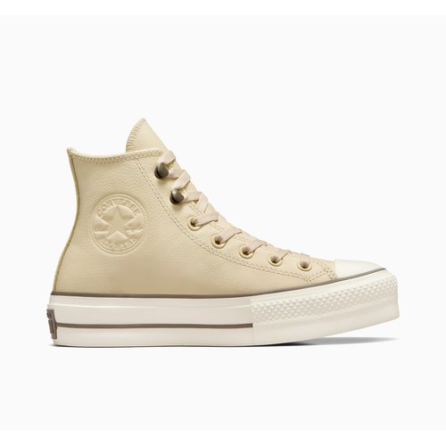 All star lift weatherized leather high top trainers beige Converse La Redoute