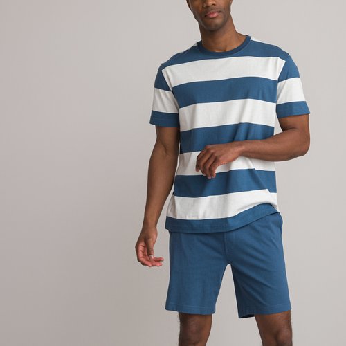 Cotton jersey short pyjamas blue ecru La Redoute Collections La Redoute